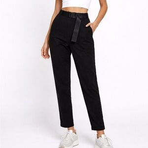Nordstrom Goodluck Utility Belt Buckle Black Straight Pants
